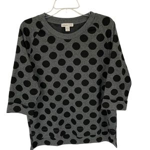 Coldwater Creek New Soft Top or Sweater Dark Grey with Black Polkadots in Medium